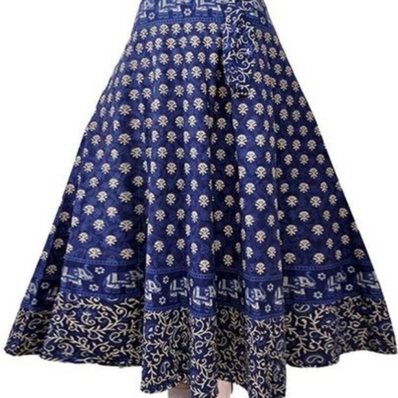 Boho Indian skirt wrap around cotton one size - Picture 2 of 3